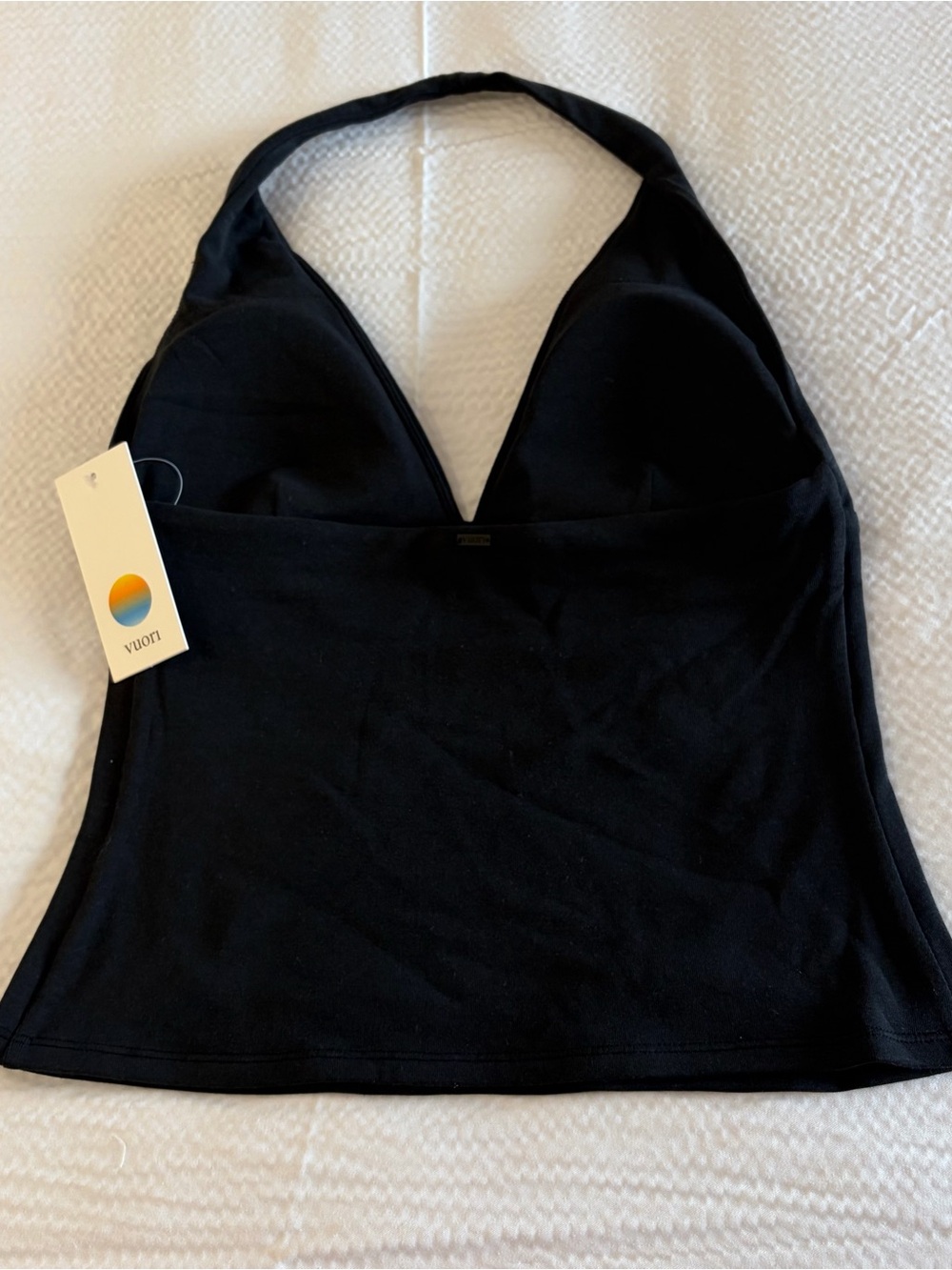 NWT Vuori Everyday Cotton Stretch Plunge Halter in Black - Picture 5 of 5
